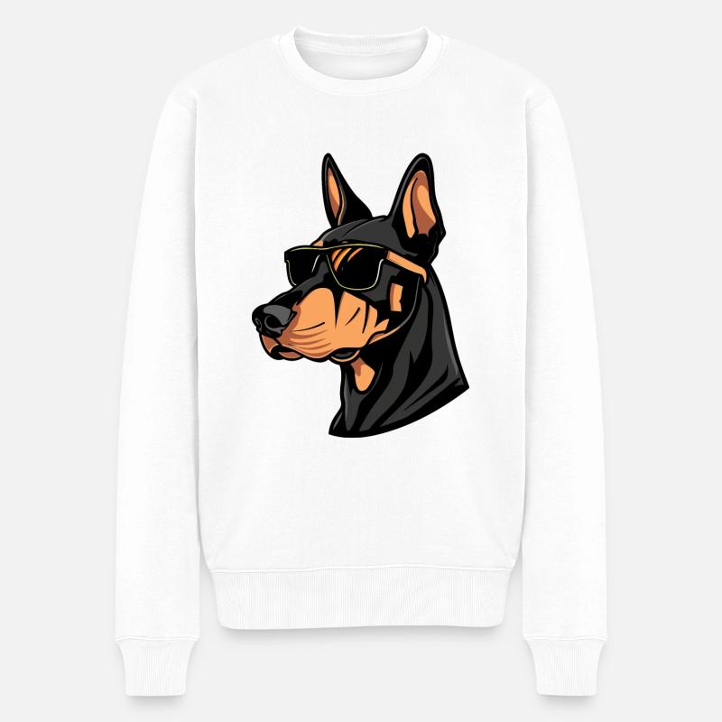Animal chien doberman - Pull Premium bio Homme - blanc