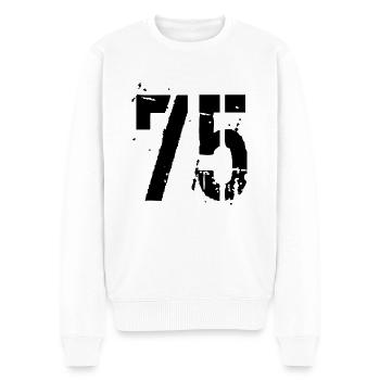 Nummer 75 - Männer Premium Bio Pullover - Weiß - Vorne - Thijin (182cm)