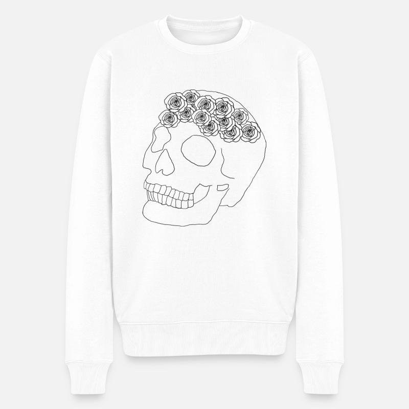 Calavera con Rosario - Männer Premium Bio Pullover - Weiß
