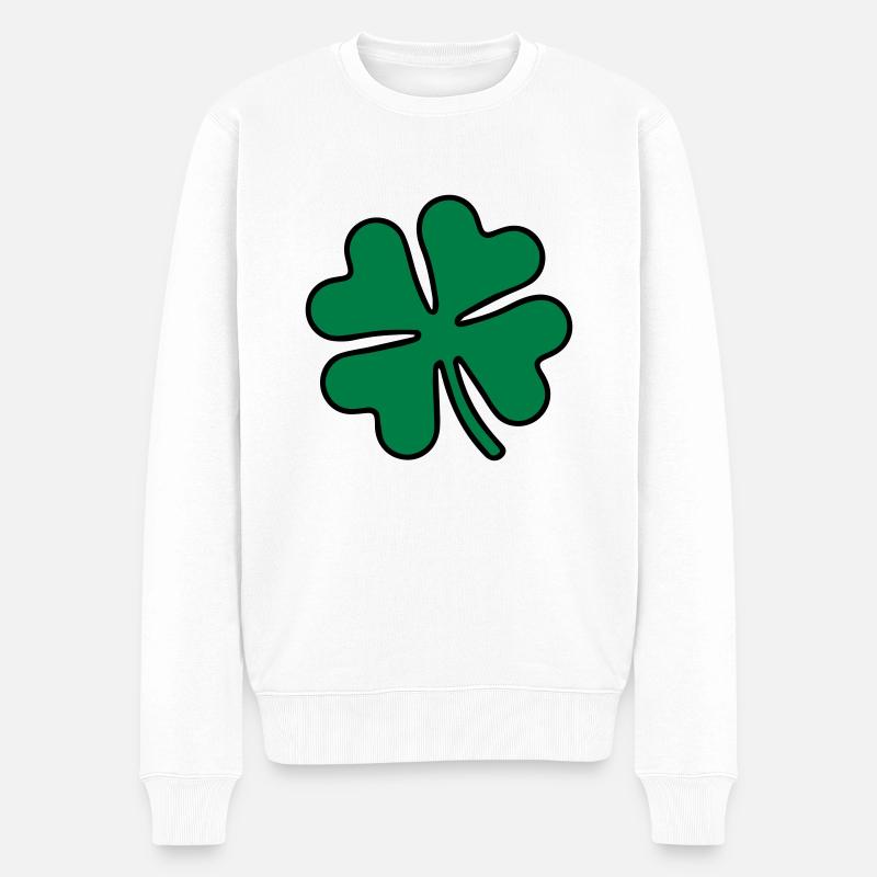 Kleeblatt - Männer Premium Bio Pullover - Weiß