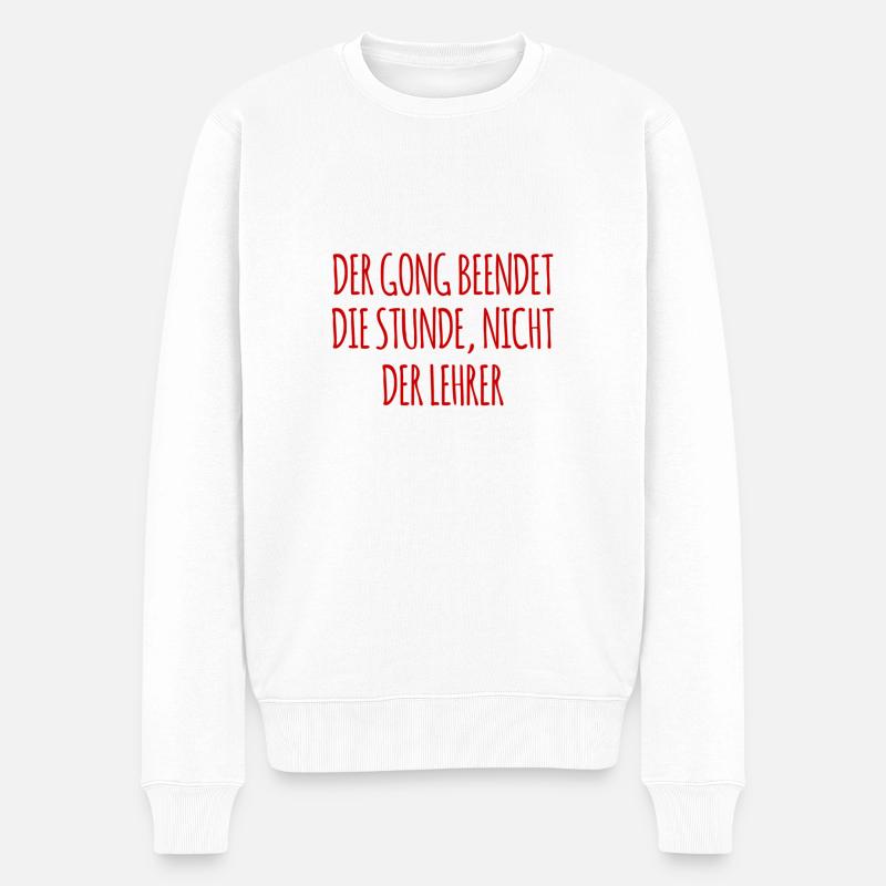 Lehrer vs Schulklingel - Männer Premium Bio Pullover - Weiß