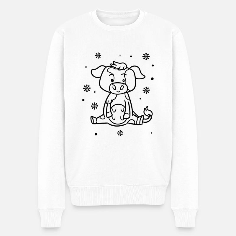 lustige Baby Kuh - Männer Premium Bio Pullover - Weiß