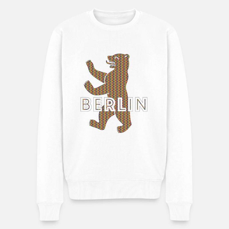 Berliner Bär - Männer Premium Bio Pullover - Weiß