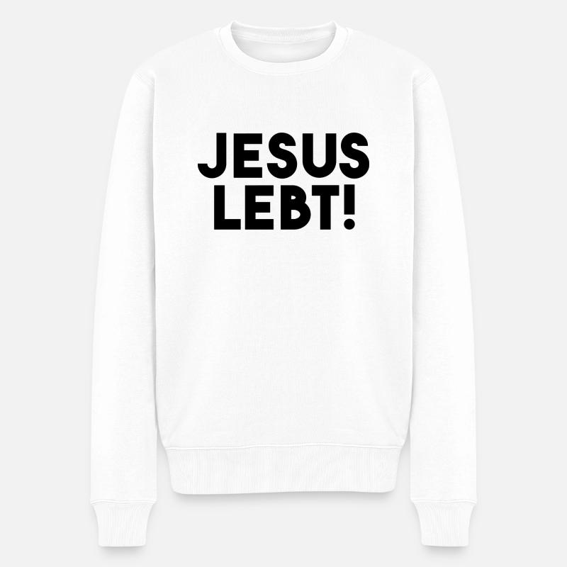 Jesus lebt - minimalistisch - Männer Premium Bio Pullover - Weiß