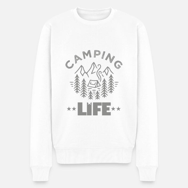 Leben auf dem Campingplatz - Männer Premium Bio Pullover - Weiß