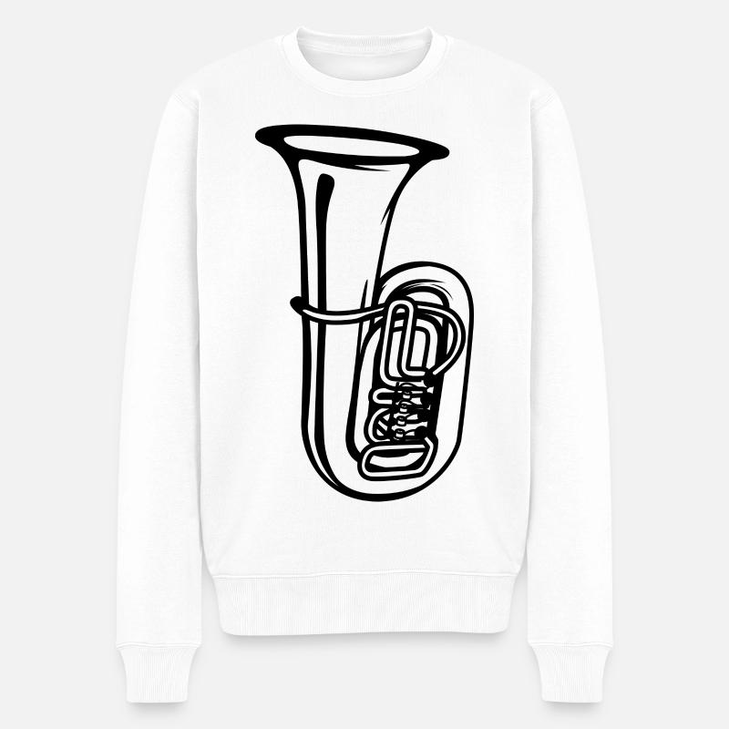 Tuba Zeichnung - Männer Premium Bio Pullover - Weiß