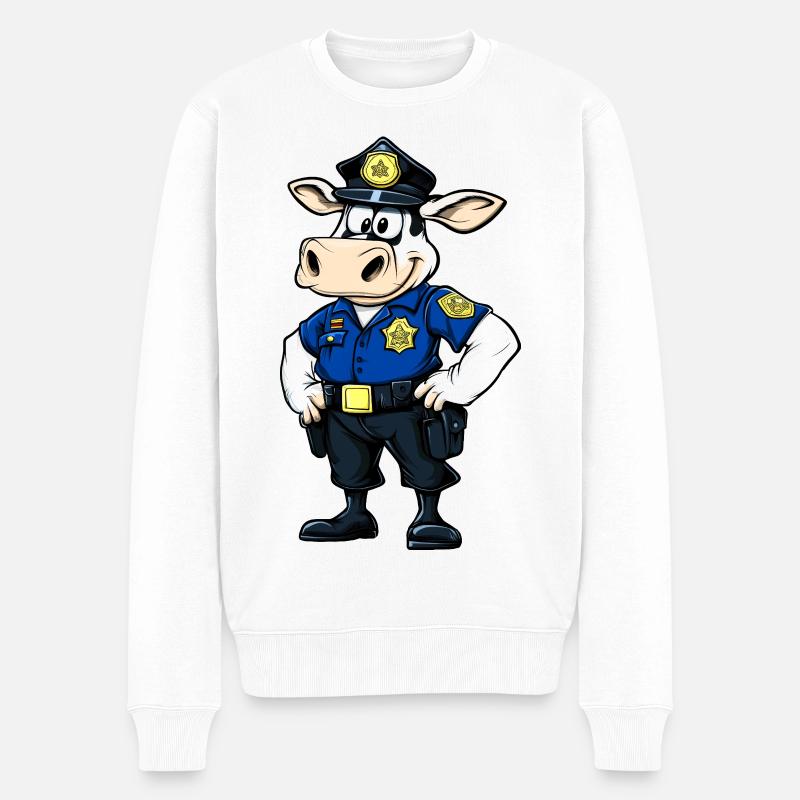 Kühe Polizei - Männer Premium Bio Pullover - Weiß