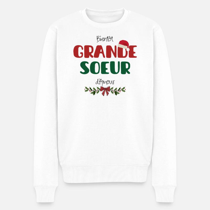 Bald Große Schwester Weihnachten - Männer Premium Bio Pullover - Weiß