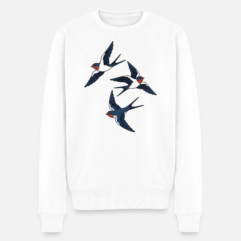 Schwalben - Männer Premium Bio Pullover - Weiß