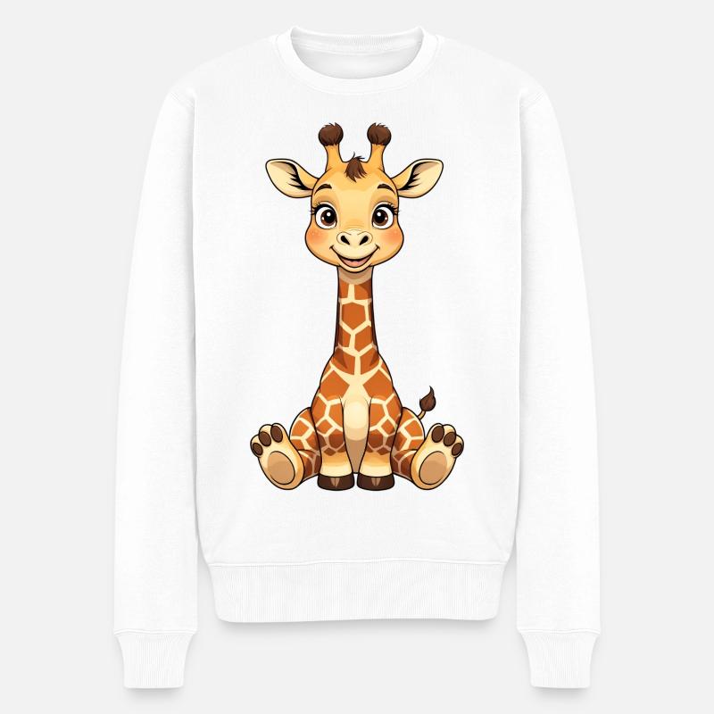Kuschelige Giraffe Lächeln - Männer Premium Bio Pullover - Weiß