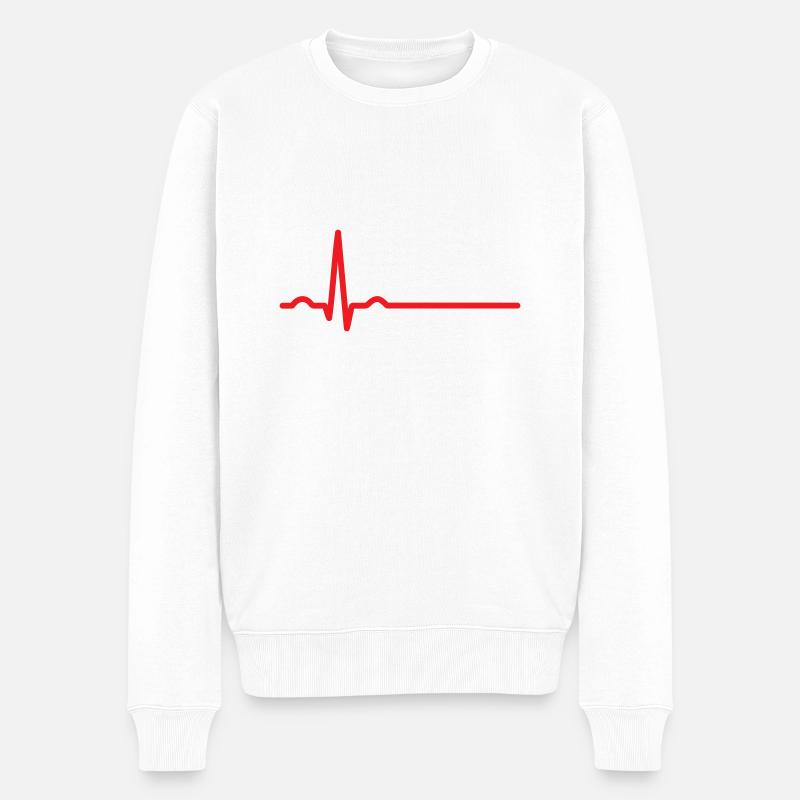 EKG-Herzschlaglinie. Herzschlag Sinus Rhythmus Linie - Männer Premium Bio Pullover - Weiß