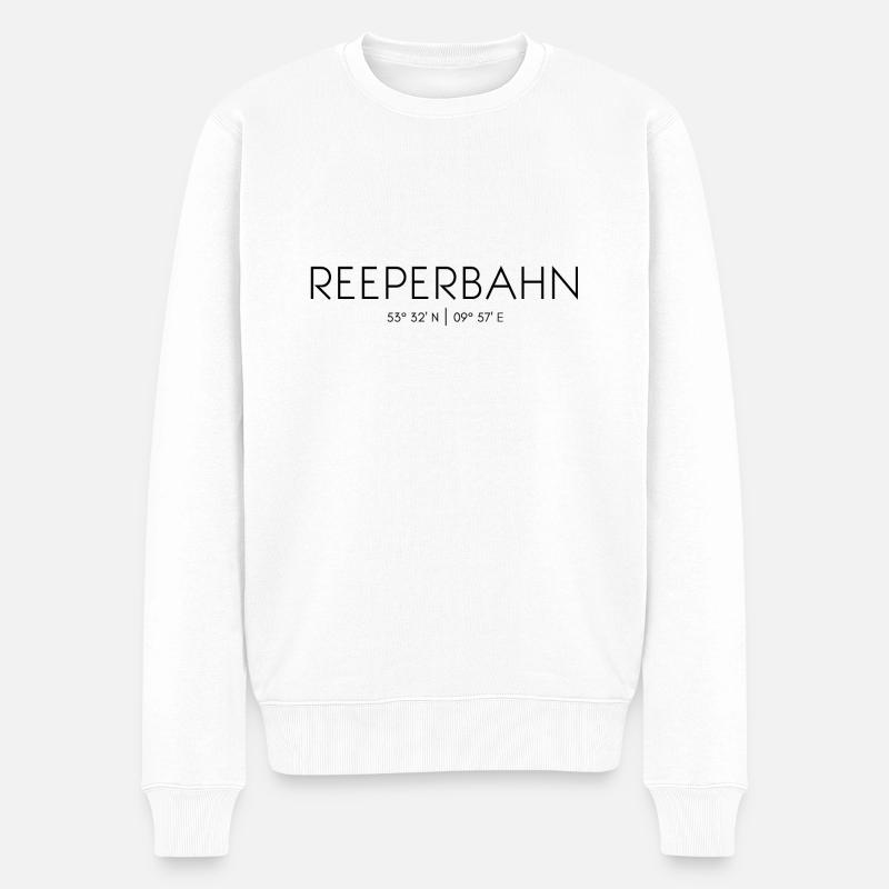Reeperbahn, Hamburg, St. Pauli, Sündige Meile - Männer Premium Bio Pullover - Weiß