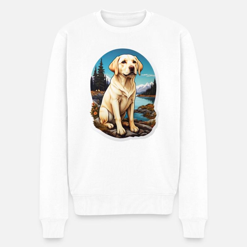 Labrador Retriever Hunde Sticker - Männer Premium Bio Pullover - Weiß