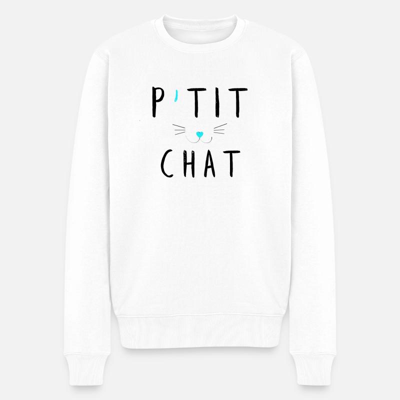 P'tit chat 2 - Pull Premium bio Homme - blanc