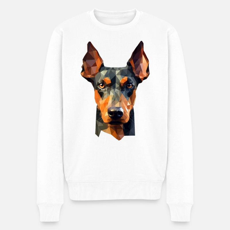 Dobermann - Polygon Hunde Design - Männer Premium Bio Pullover - Weiß