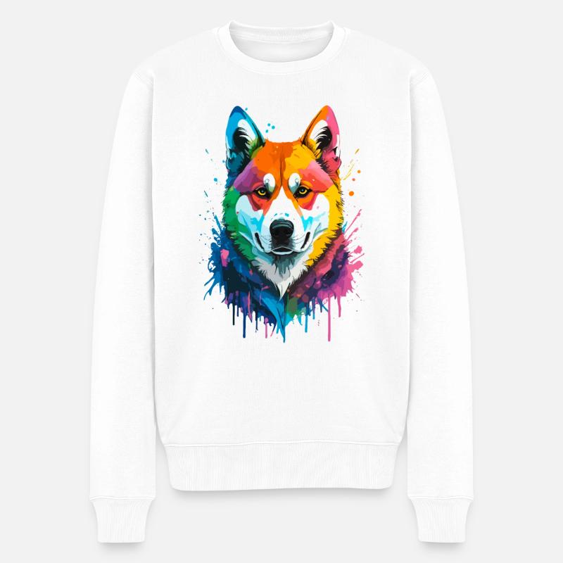 Akita - Männer Premium Bio Pullover - Weiß