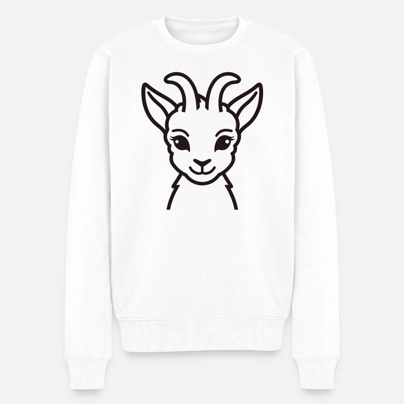 Hirschkuh - Männer Premium Bio Pullover - Weiß