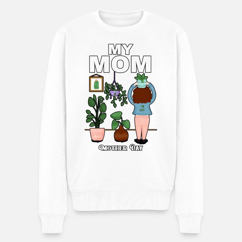My mon - Mother Day - Männer Premium Bio Pullover - Weiß