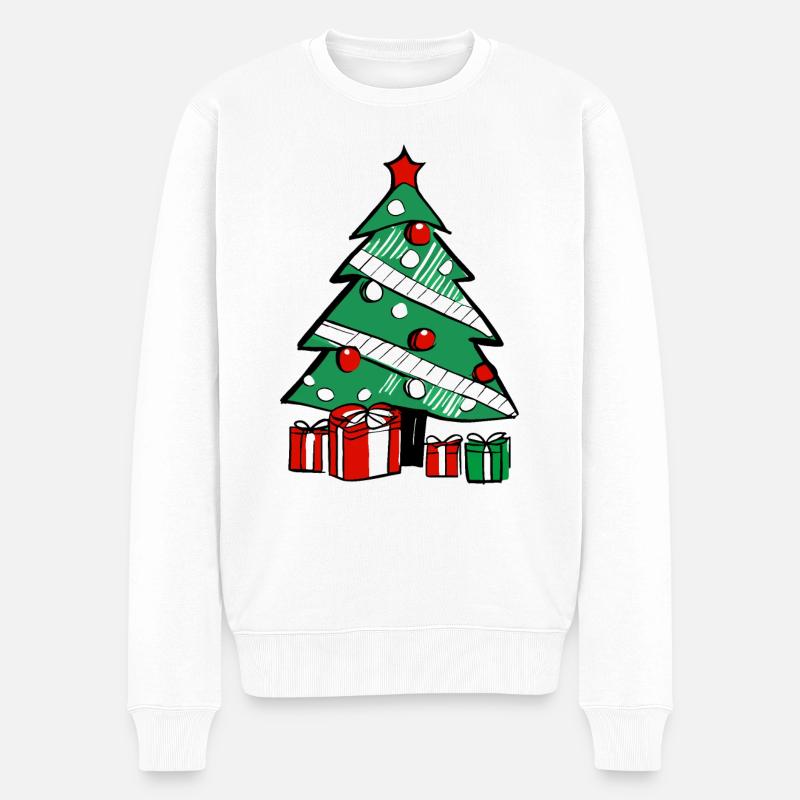 Sapin et cadeaux de Noël. - Pull Premium bio Homme - blanc