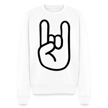 Rocker sign - Men's Premium Organic Jumper - white - Front - Thijin (182cm)