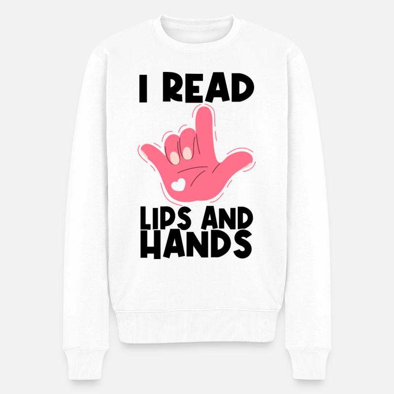 Deaf Deaf Deaf Sign Language Gift - Men's Premium Organic Jumper - white