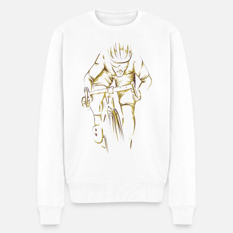 Rennradfahren in Aktion Vollbild - Männer Premium Bio Pullover - Weiß