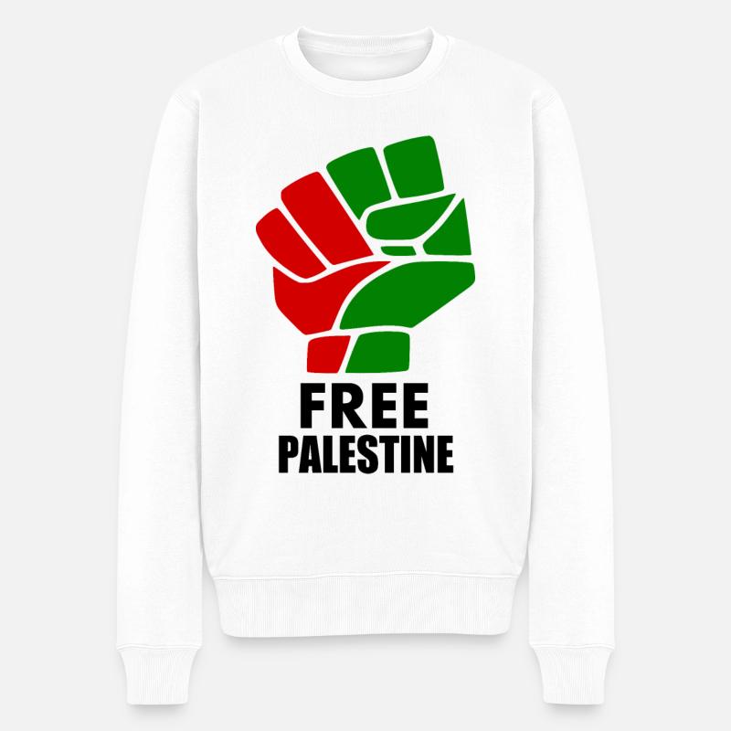 Free palestine - Männer Premium Bio Pullover - Weiß