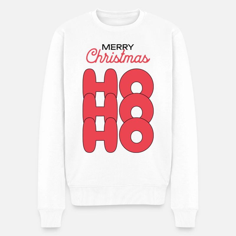 Frohe Weihnachten Hohoho - Männer Premium Bio Pullover - Weiß