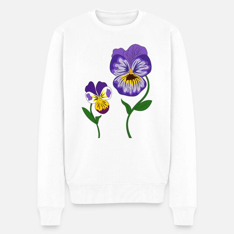 fleur violette - Pull Premium bio Homme - blanc