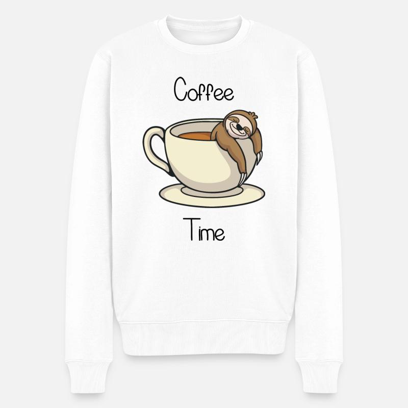Coffee Time - Männer Premium Bio Pullover - Weiß
