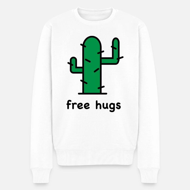 kaktus free hugs - Männer Premium Bio Pullover - Weiß