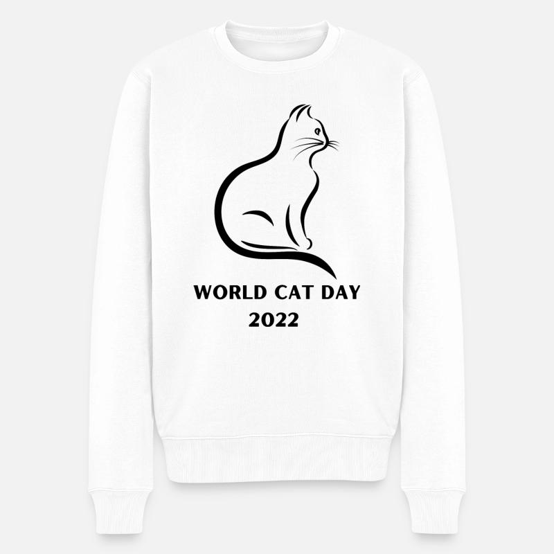 Wolf Cat Day 2022 Schwarz - Männer Premium Bio Pullover - Weiß