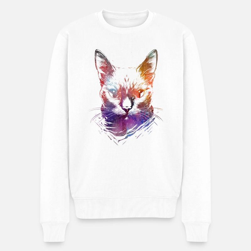 Bunte Katzen - Männer Premium Bio Pullover - Weiß