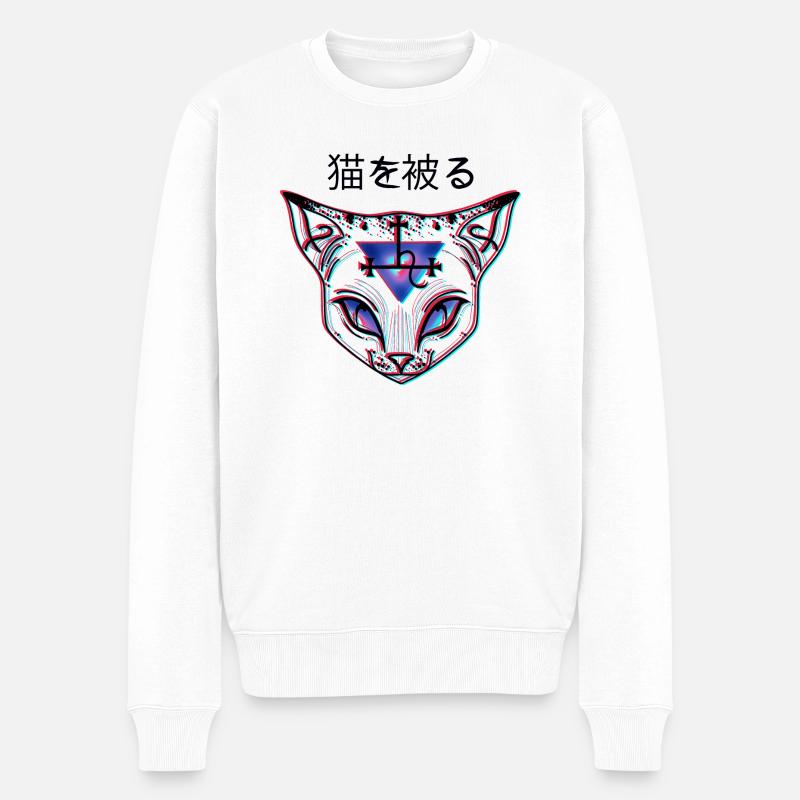 Chat sorcière - Pull Premium bio Homme - blanc