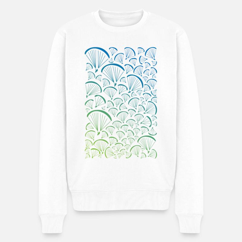 Paragliders Verlauf grün blau - Männer Premium Bio Pullover - Weiß