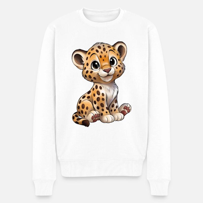 Leopard - Männer Premium Bio Pullover - Weiß