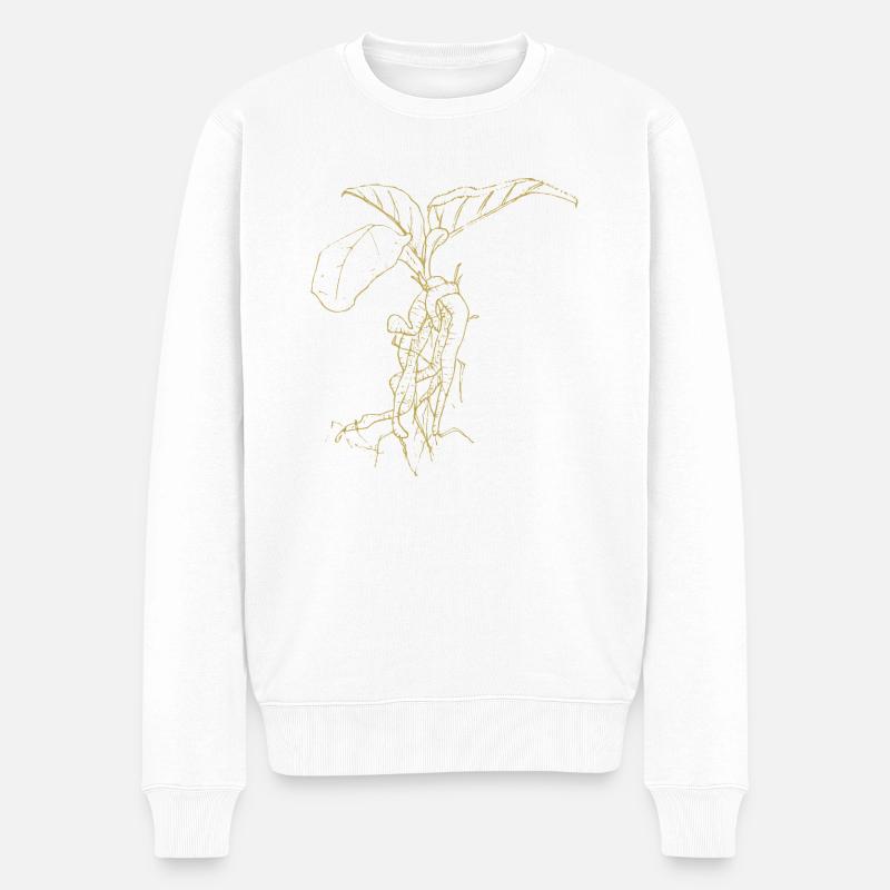 Illustrierte Designs Grüne Pracht mit Alraune - Männer Premium Bio Pullover - Weiß