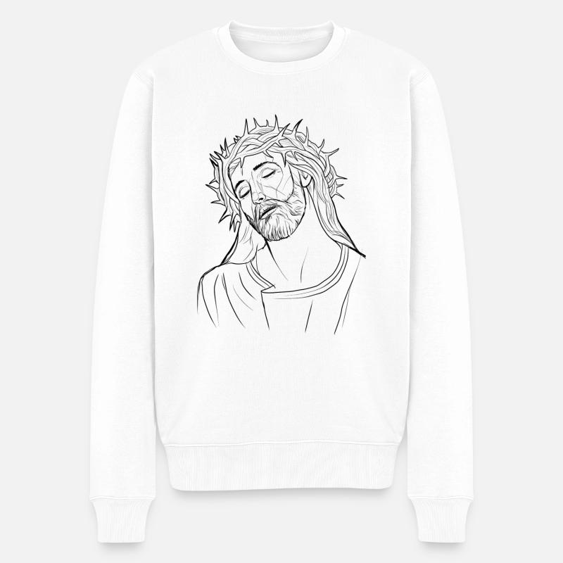 JESUS. JESUS CHRISTUS BIBEL RELIGION GOTT GESCHENK - Männer Premium Bio Pullover - Weiß