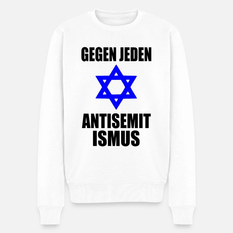 Gegen jeden antisemitismus - Männer Premium Bio Pullover - Weiß