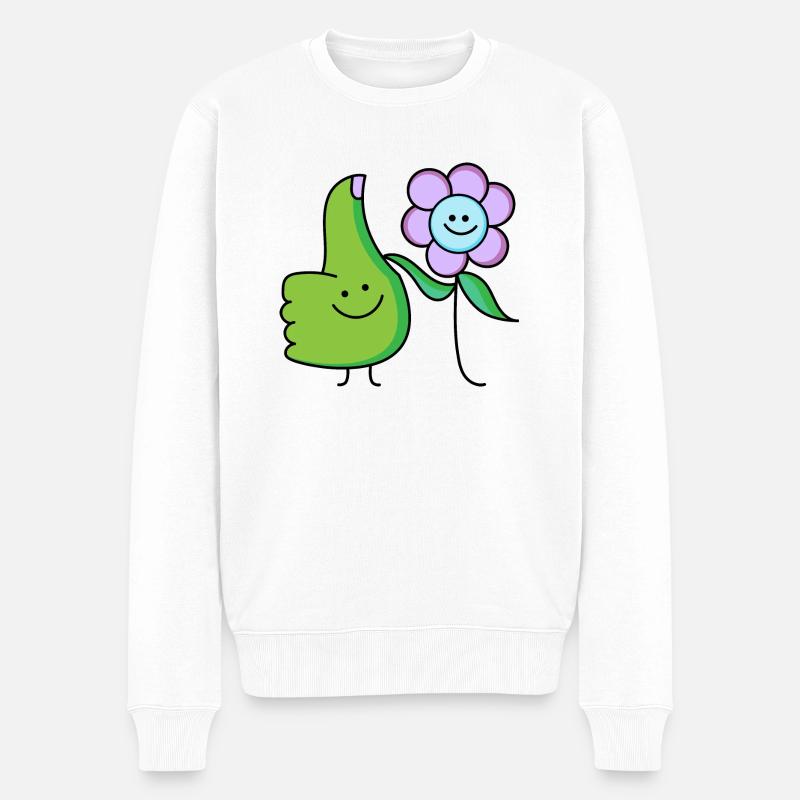 Blume mit grünen Daumen Paar - Männer Premium Bio Pullover - Weiß