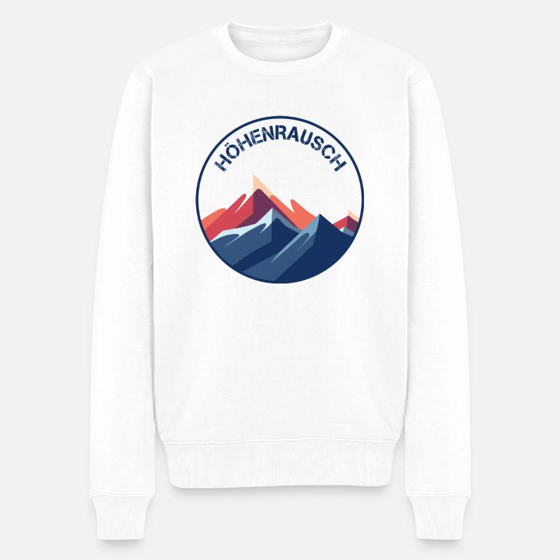 Höhenrausch - Bergmotiv - Männer Premium Bio Pullover - Weiß