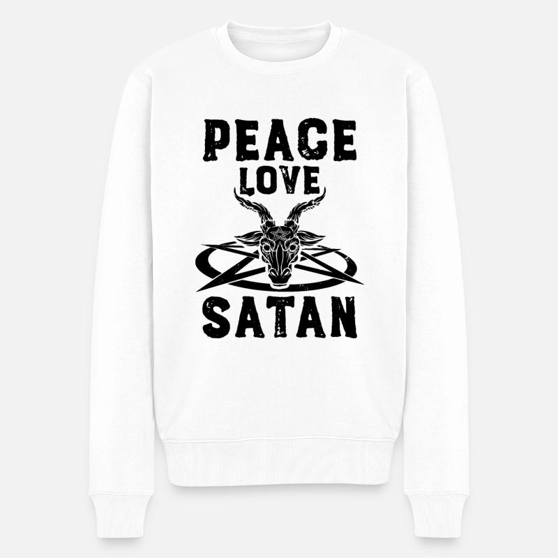 Satan - Männer Premium Bio Pullover - Weiß