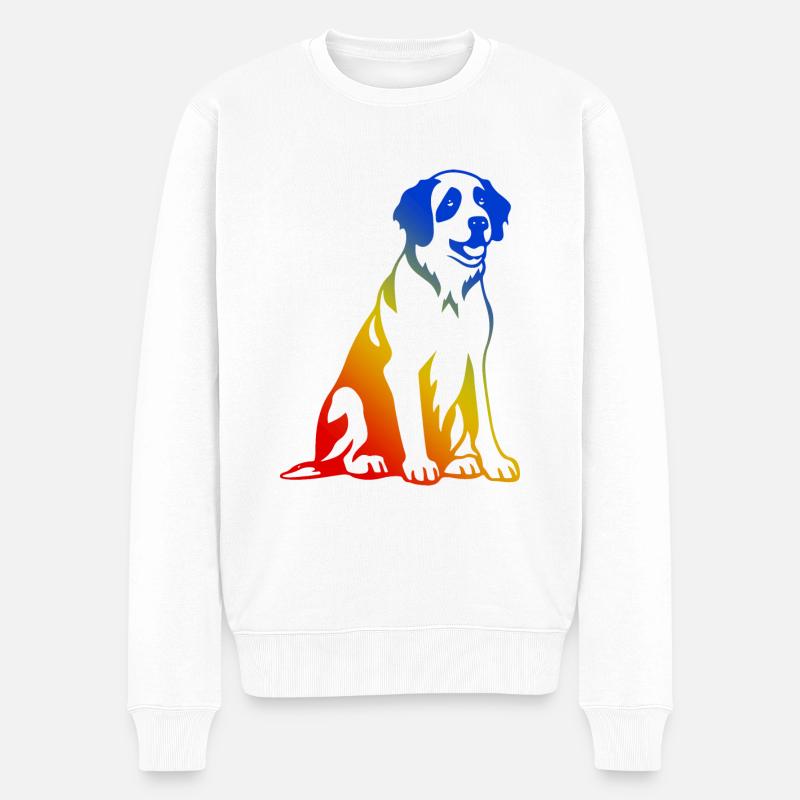 Saint Bernard Hund - Männer Premium Bio Pullover - Weiß