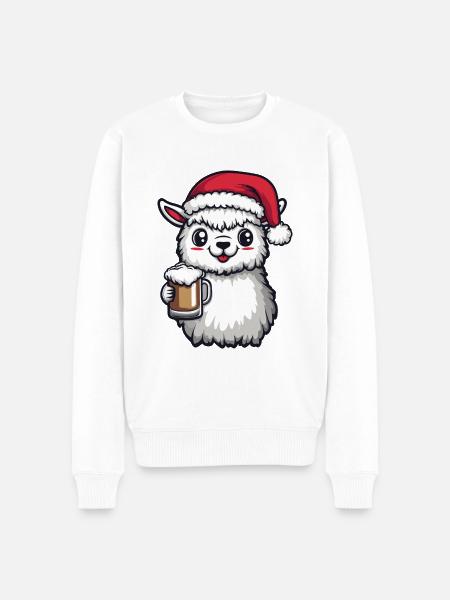Alpaca Llama Beer Xmas Christmas - Men's Premium Organic Jumper - white