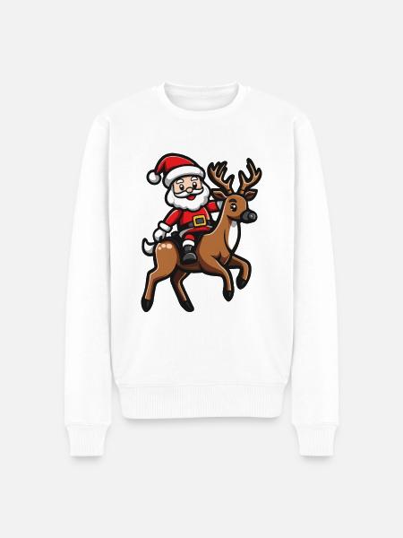 Deer Santa Claus - Men's Premium Organic Jumper - white