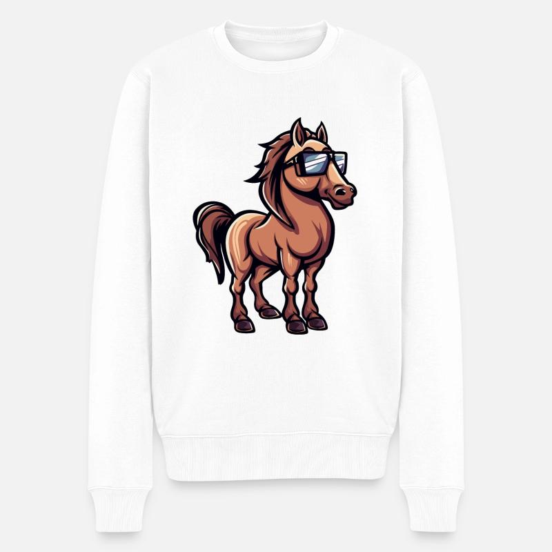 Pferd Tier - Männer Premium Bio Pullover - Weiß