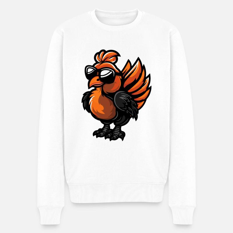 Truthahn Tier - Männer Premium Bio Pullover - Weiß