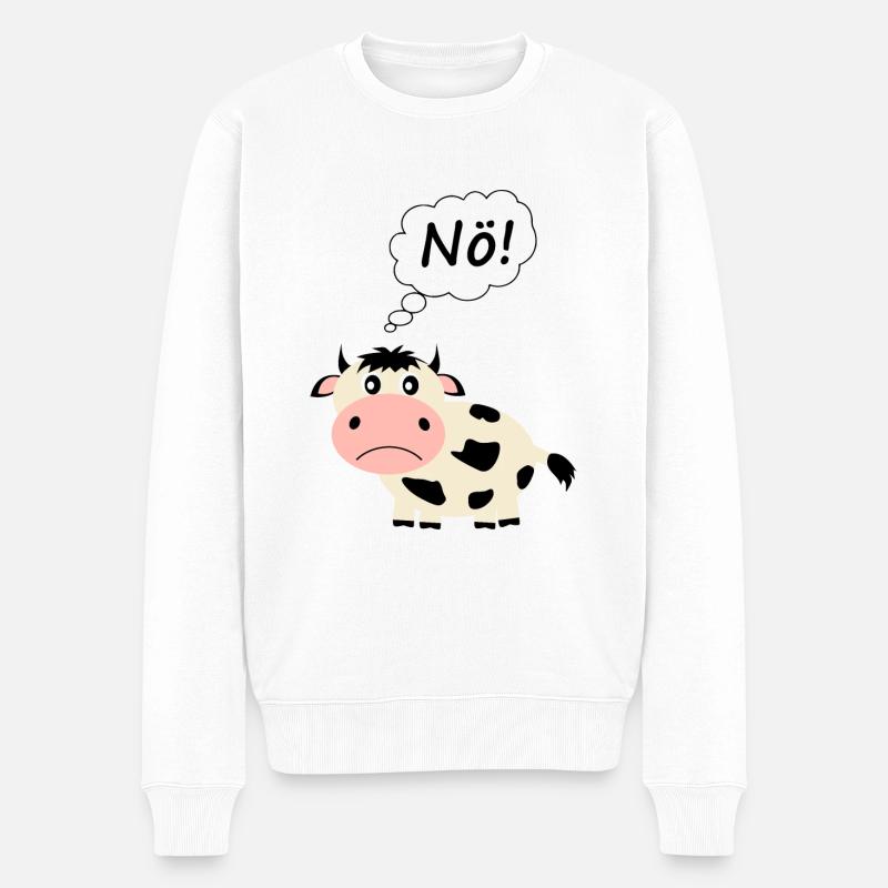Kuh lustig Spruch - Männer Premium Bio Pullover - Weiß