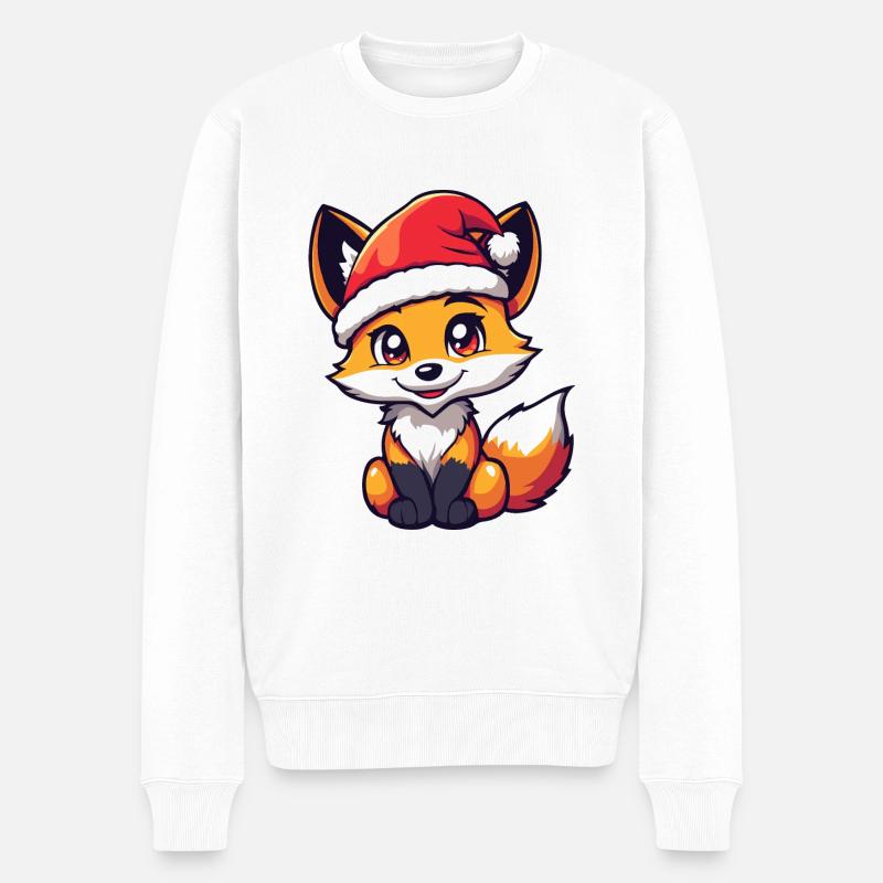 Fuchs Weihnachten Christmas - Männer Premium Bio Pullover - Weiß