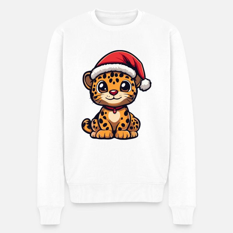 Léopard Weihnachten Noël - Pull Premium bio Homme - blanc